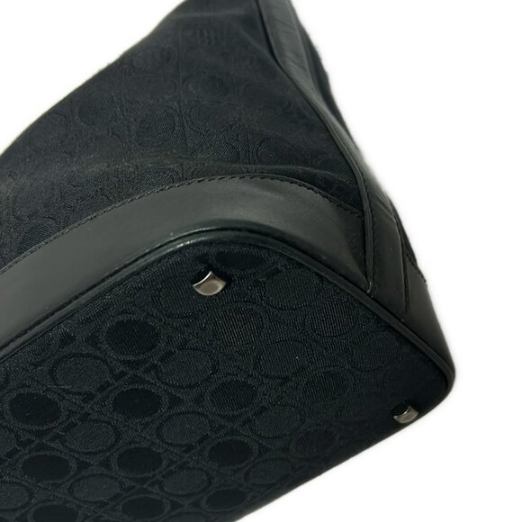 Auth Salvatore Ferragamo Gancini - Black Nylon Leather Shoulder Bag - Picture 9 of 9